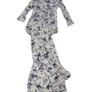 Beach Printed Pant Set Wide Leg